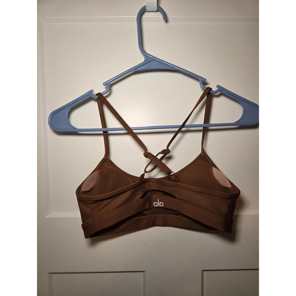 Alo Yoga Splendor Bra Brown Espresso Adjustable Straps Sports Bra XS RN87370